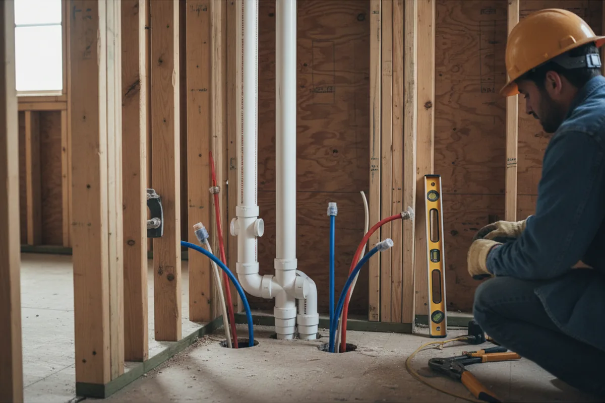Drain and supply rough-in during Leak Detection in Shelby