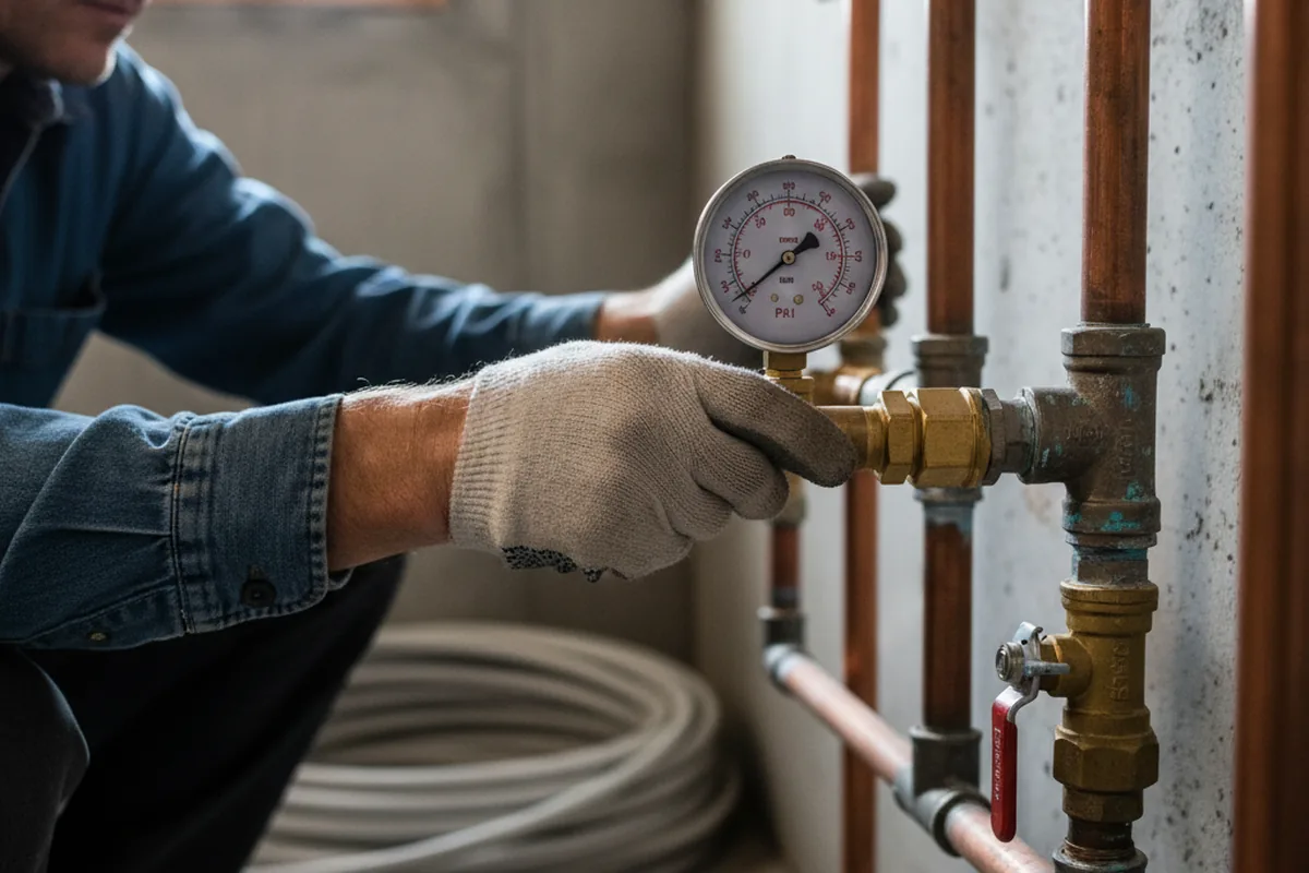 Pressure testing a repaired line during Water Line Repair in Shelby